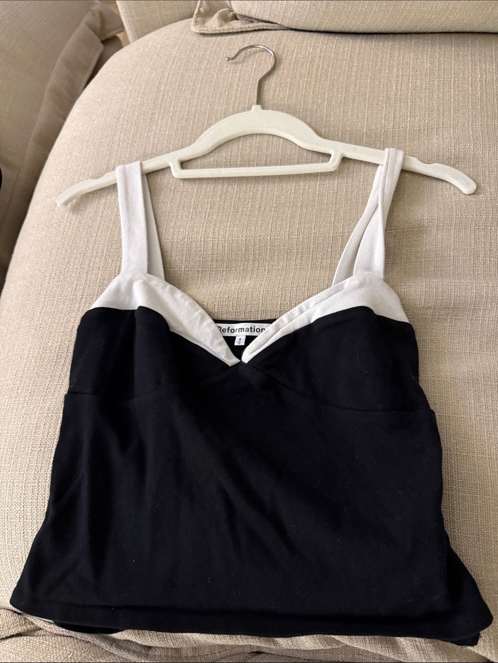 Reformation Black and White Bustier Tank